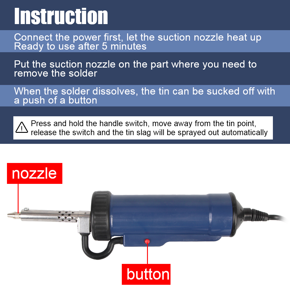 3개의 흡입 노즐을 갖춘 자동 제거 펌프 전기 납땜기  - Desoldering Pump Electric Vacuum Station 리뷰 및 가격